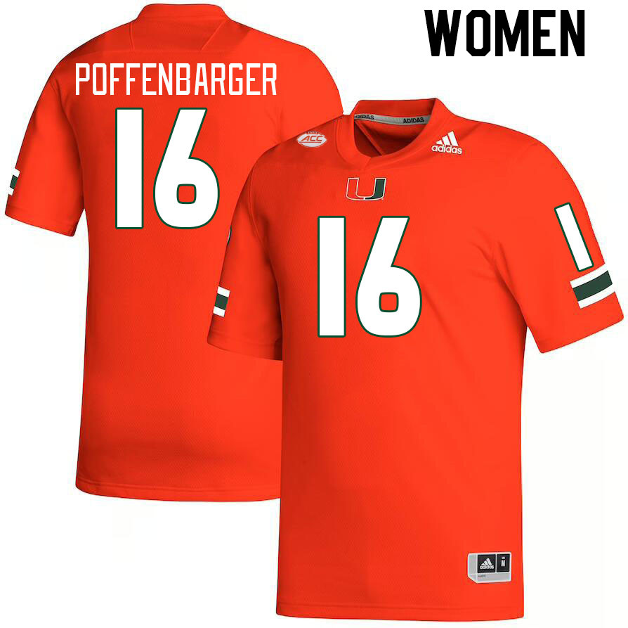 Women #16 Reese Poffenbarger Miami Hurricanes College Football Jerseys Stitched-Orange